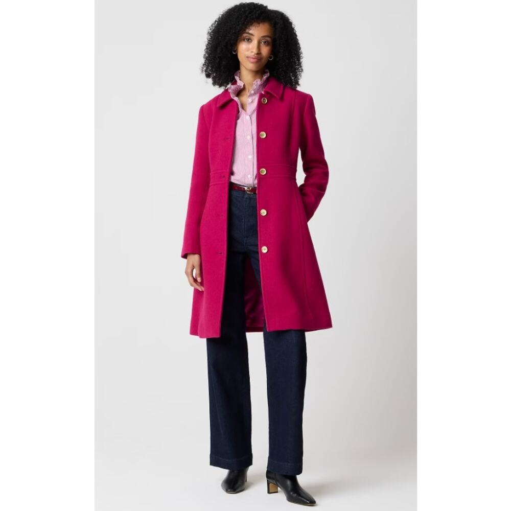 NWT Women's J.Crew Wool-Blend Lady Day Coat Brilliant Berry US Size 8 - Picture 2 of 8